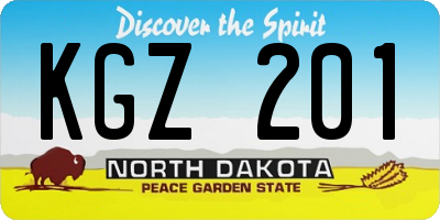 ND license plate KGZ201