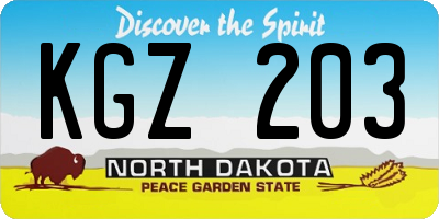 ND license plate KGZ203