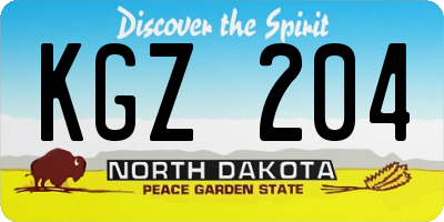ND license plate KGZ204