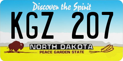 ND license plate KGZ207