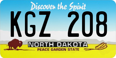 ND license plate KGZ208