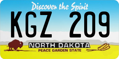 ND license plate KGZ209