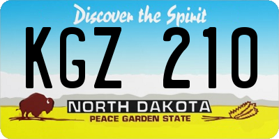 ND license plate KGZ210