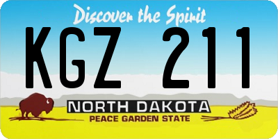ND license plate KGZ211