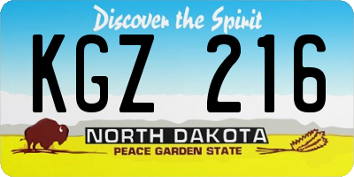 ND license plate KGZ216