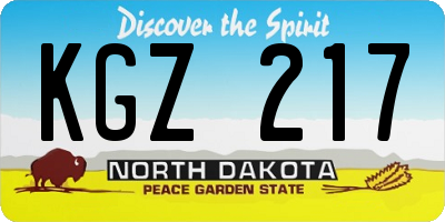 ND license plate KGZ217