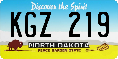 ND license plate KGZ219