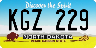 ND license plate KGZ229