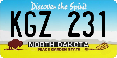 ND license plate KGZ231