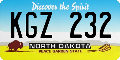 ND license plate KGZ232