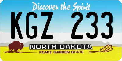 ND license plate KGZ233
