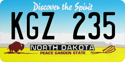 ND license plate KGZ235