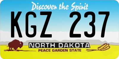 ND license plate KGZ237