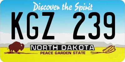 ND license plate KGZ239