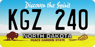 ND license plate KGZ240