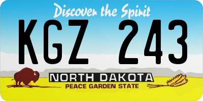 ND license plate KGZ243