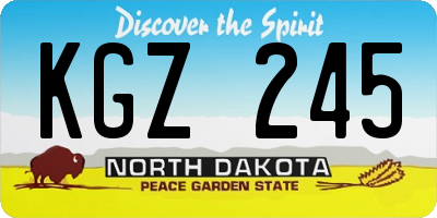 ND license plate KGZ245