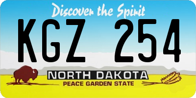 ND license plate KGZ254