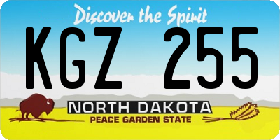 ND license plate KGZ255