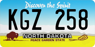 ND license plate KGZ258