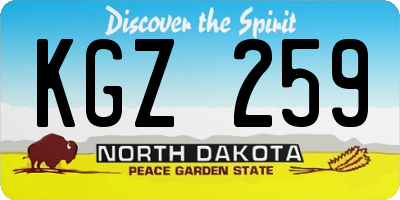 ND license plate KGZ259