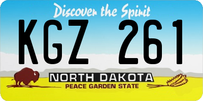 ND license plate KGZ261
