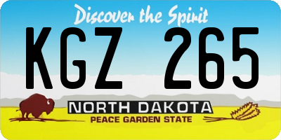ND license plate KGZ265