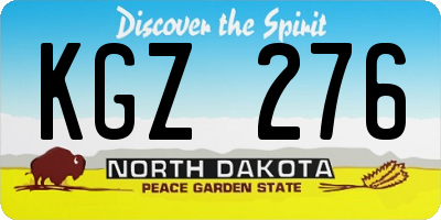 ND license plate KGZ276