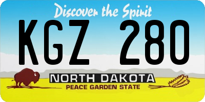 ND license plate KGZ280