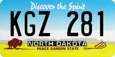 ND license plate KGZ281