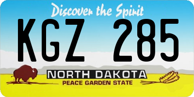 ND license plate KGZ285