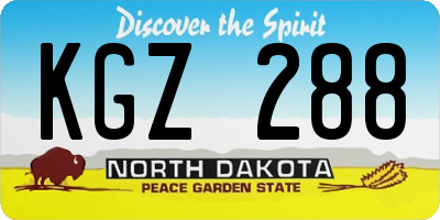ND license plate KGZ288