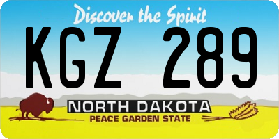 ND license plate KGZ289