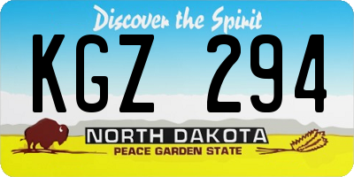 ND license plate KGZ294
