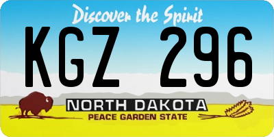 ND license plate KGZ296