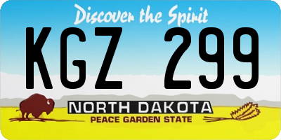 ND license plate KGZ299
