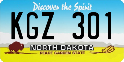 ND license plate KGZ301