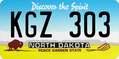 ND license plate KGZ303