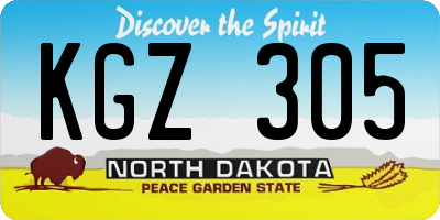 ND license plate KGZ305