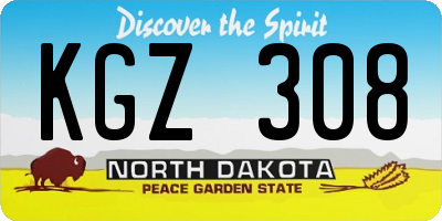 ND license plate KGZ308