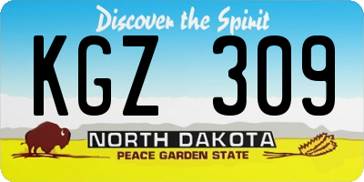ND license plate KGZ309