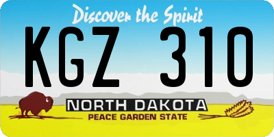 ND license plate KGZ310