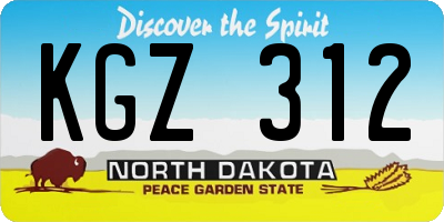 ND license plate KGZ312