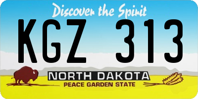 ND license plate KGZ313