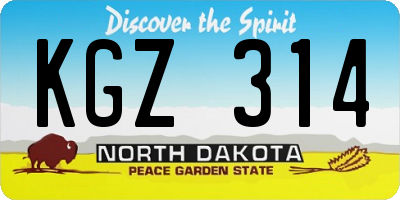 ND license plate KGZ314