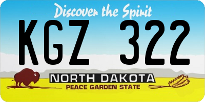 ND license plate KGZ322