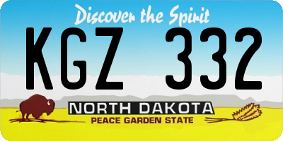 ND license plate KGZ332