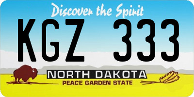 ND license plate KGZ333