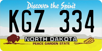 ND license plate KGZ334