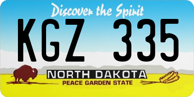 ND license plate KGZ335